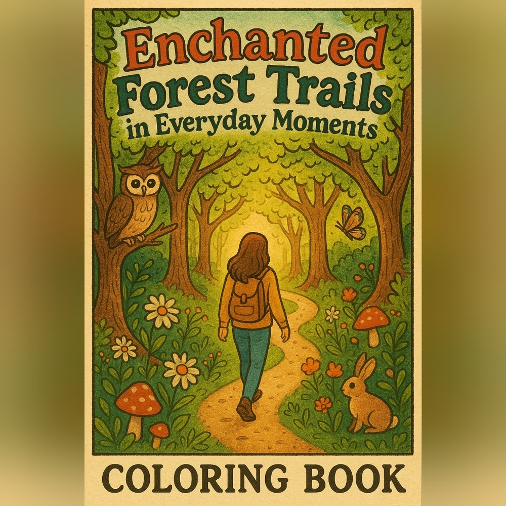 NEW-Enchanted Forest Trails in Everyday Moments Coloring Book For Adults/ Teens.